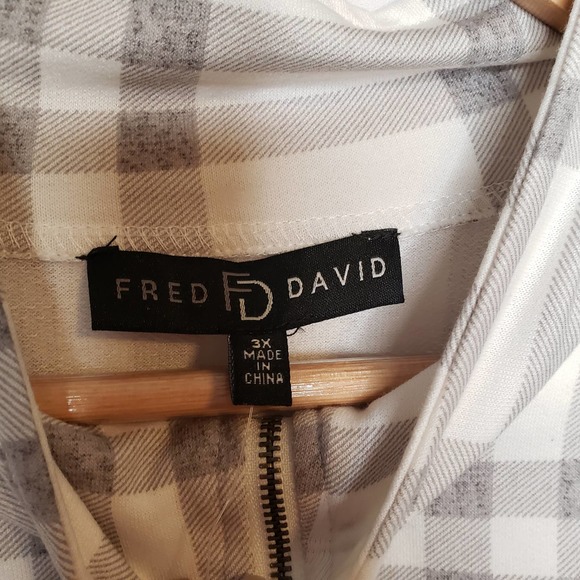 FRED DAVID plaid long sleeve 1/4 zip up sweater 3X - Picture 4 of 7